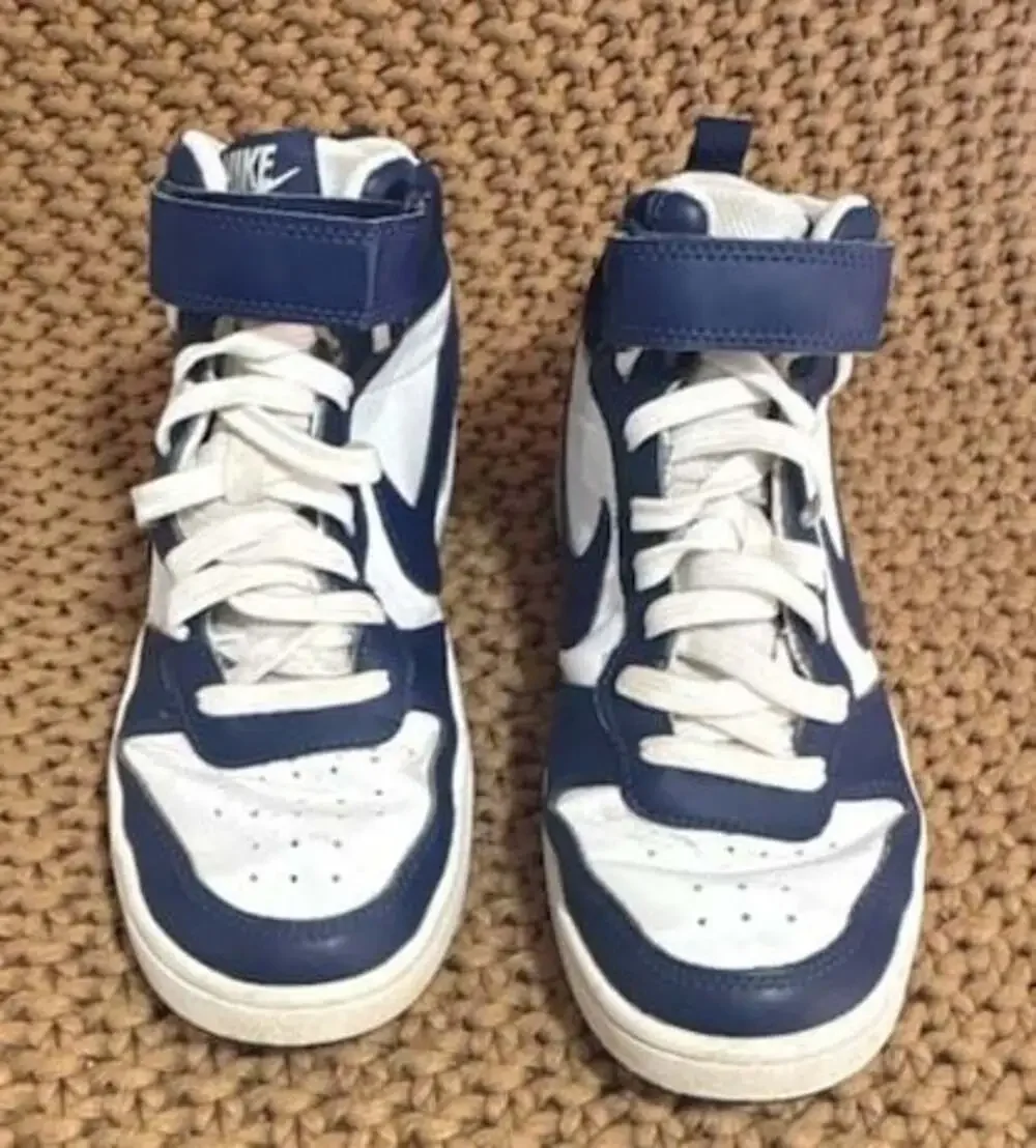 Nike Court Borough Mid 2 GS White Blue Void Signal Blue CD7782-107 Youth Size 7Y